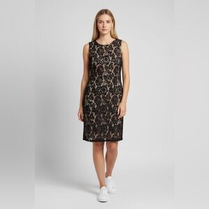 IMAN Black Lace Fully Lined Dress Medium Back Slit